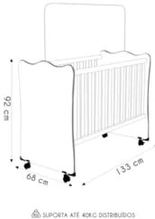 Berço Simples Para Colchão 130x60 Com Rodízios Doce Sonho Carvalho/Bra