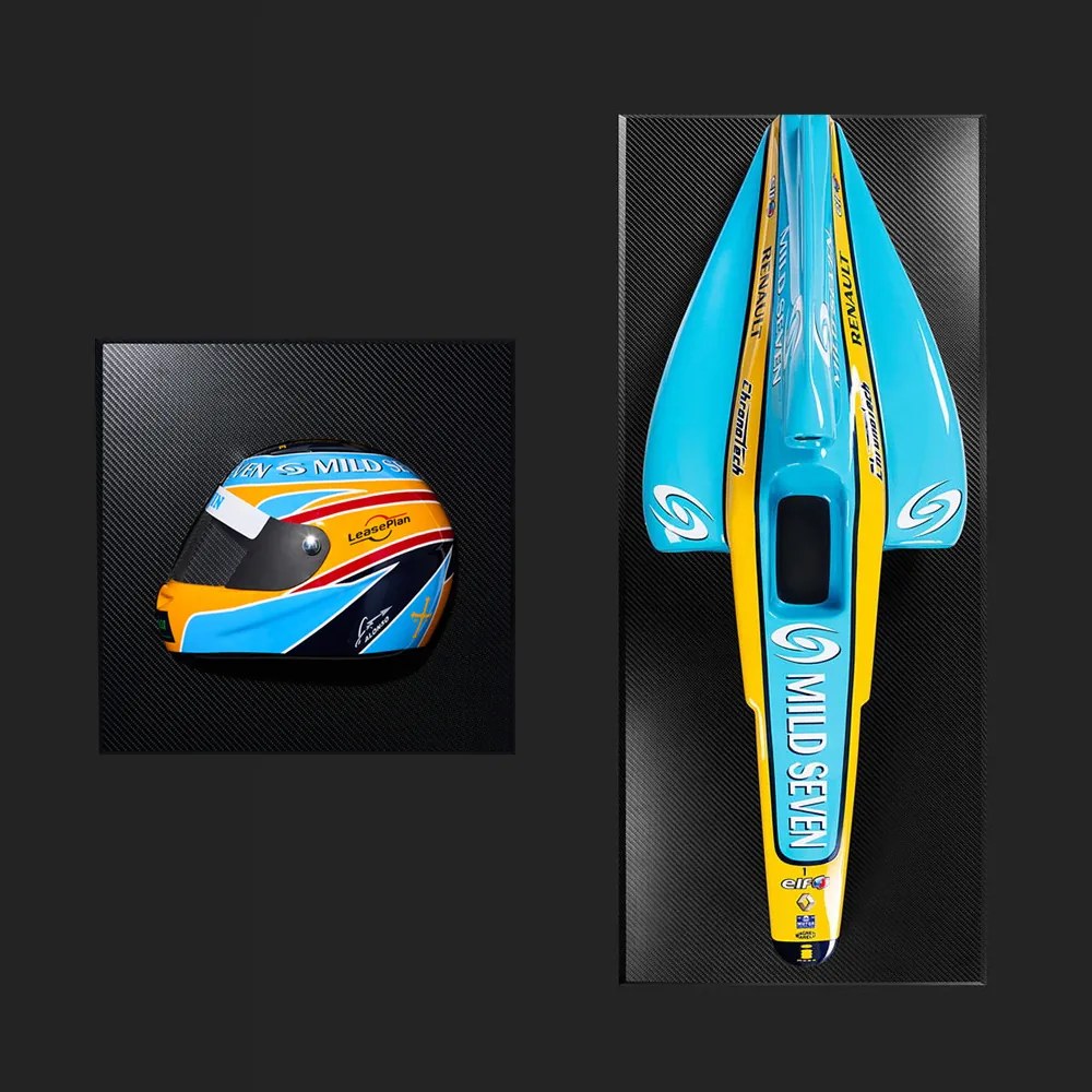 Conjunto Quadros 3D F1 Carro R26 e Capacete 2005 FA G53 - Gran Belo