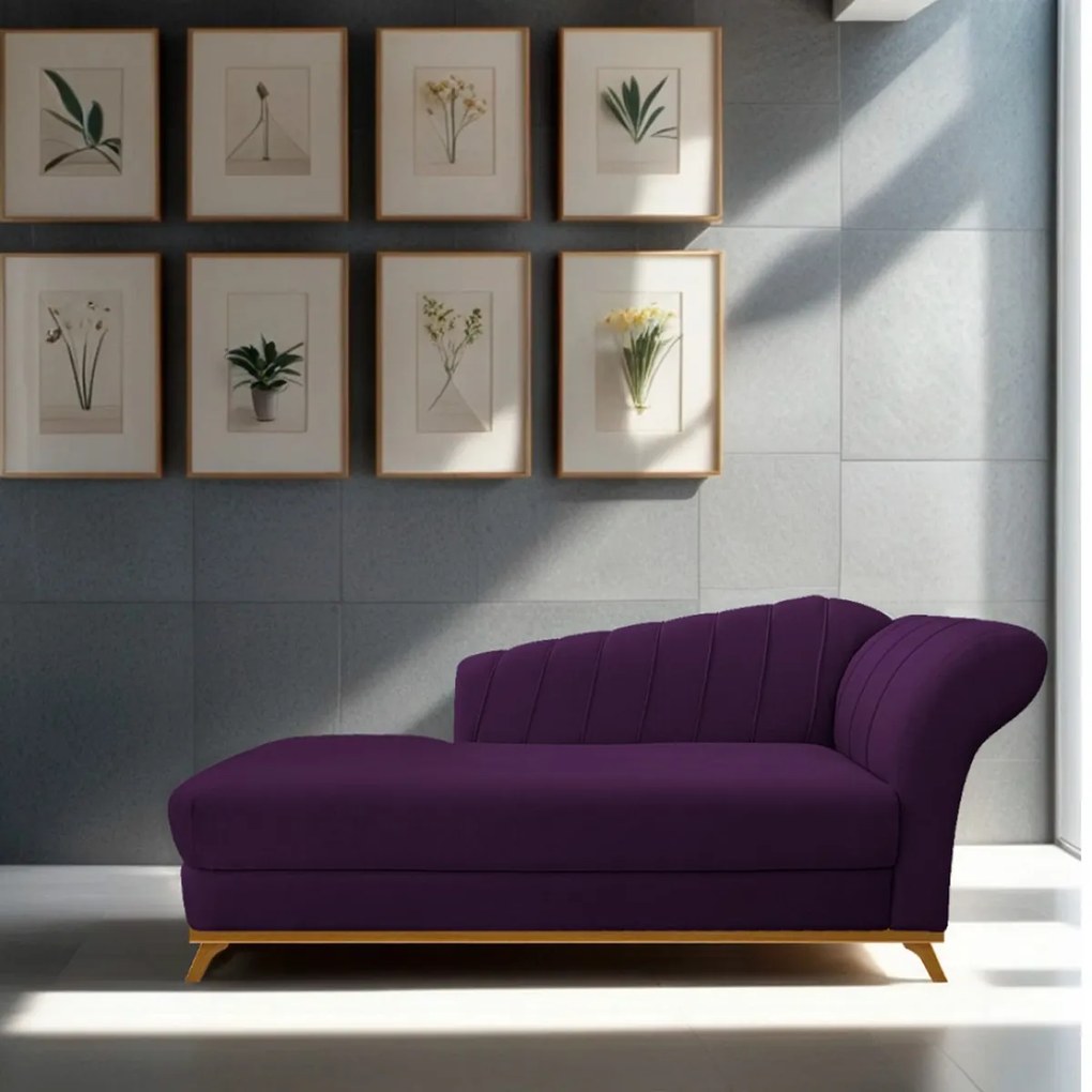 Recamier Vanessa 185cm Lado Esquerdo Suede Roxo - ADJ Decor