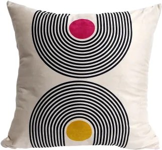 Almofada de Veludo City em Tons Rosa e Amarelo 44x44cm - Círculos - Com Enchimento