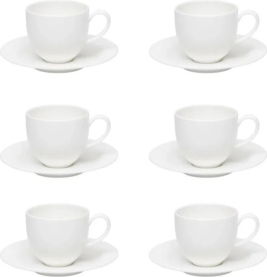 Jogo de 6 Xícaras Cafezinho C/ Pires Strauss  Blanc