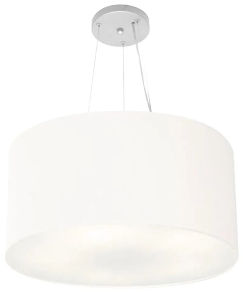 Lustre Pendente Cilíndrico Md-4189 Cúpula em Tecido 50x30cm Branco - Bivolt