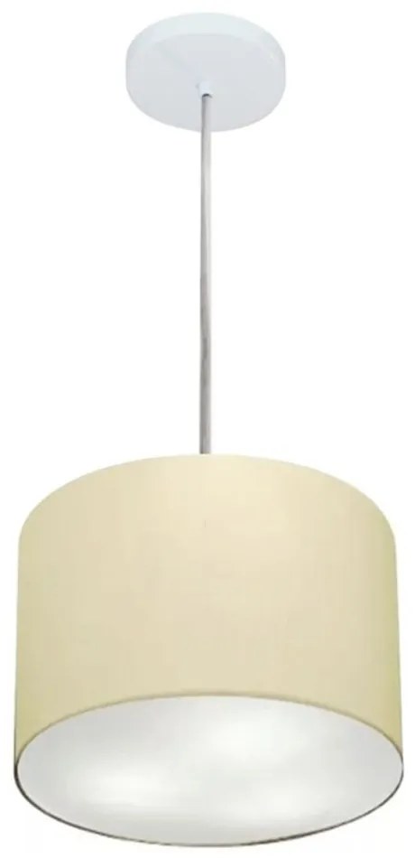 Lustre Pendente Cilíndrico Md-4209 Cúpula em Tecido 25x25cm Algodão Crú - Bivolt