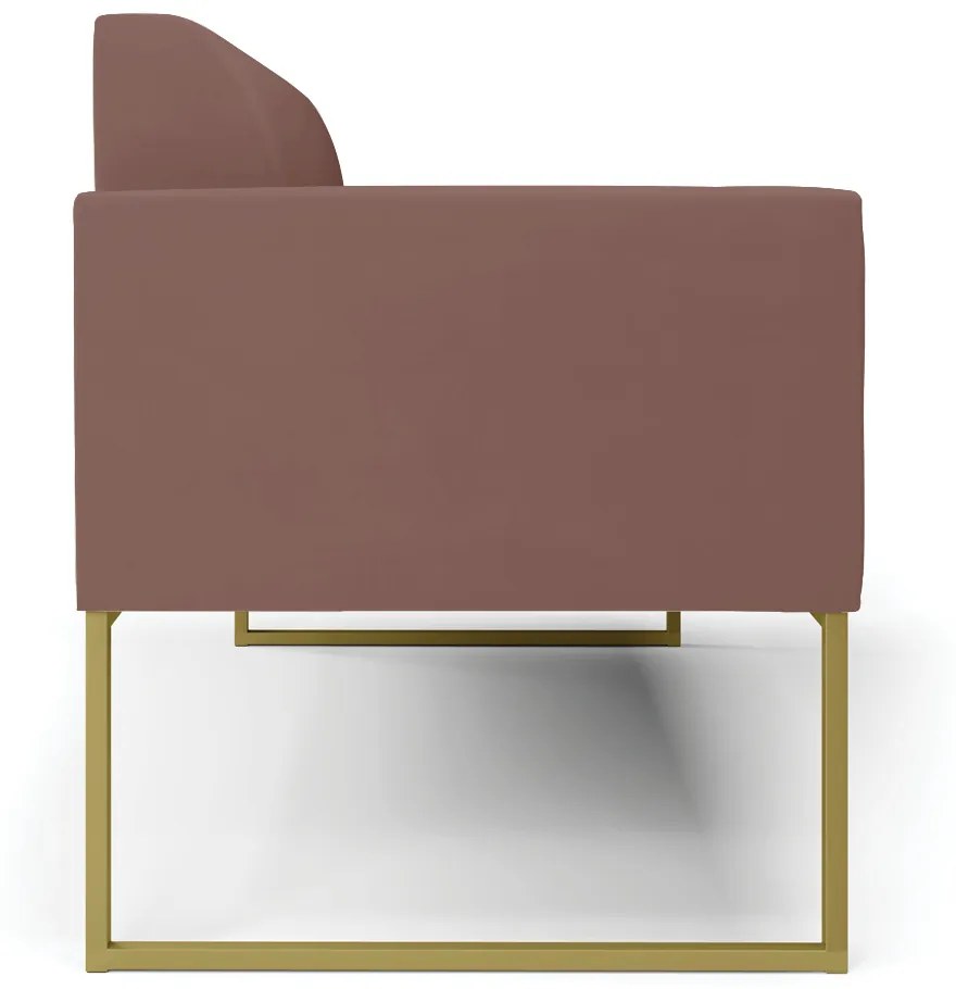 Sofá Namoradeira Base Industrial Dourado Marisa Veludo D03 - D'Rossi - Rose