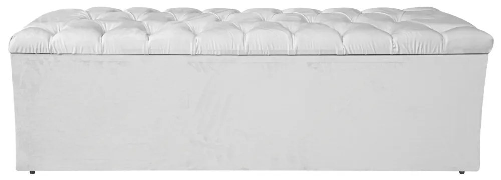 Calçadeira Estofada Liverpool 140 cm Casal Suede Branco - ADJ Decor