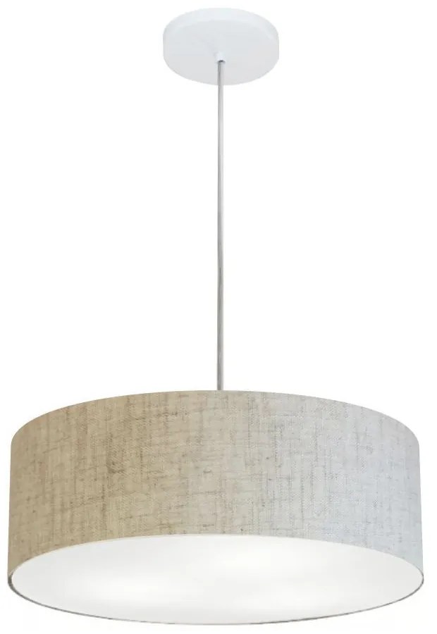 Lustre Pendente Cilíndrico Md-4132 Cúpula em Tecido 40x15cm Rustico Bege - Bivolt