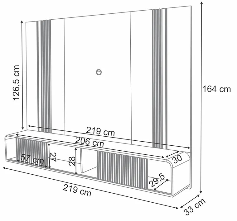 Home Suspenso Decorativo Rennes MDF/MDP c/LED para TV até 85 Polegadas Cinamomo/Off White G26 - Gran Belo