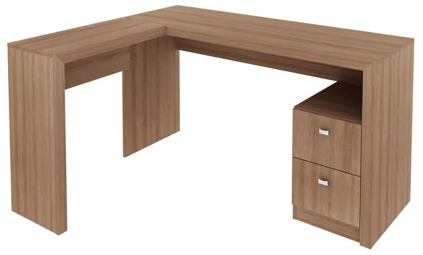 Escrivaninha Mesa Canto Escritório Office 2 Gavetas Amêndoa
