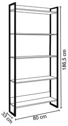 Estante Livreiro 5 Prateleiras Estilo Industrial New Port F02 Nature -