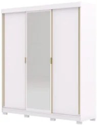 Guarda Roupa Casal 200cm Com Espelho Porto Flex Branco/Camarim - Vila