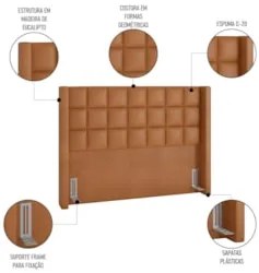 Cabeceira Cama Box Casal 140cm Pisa Z37 Sintético Caramelo - Mpozenato