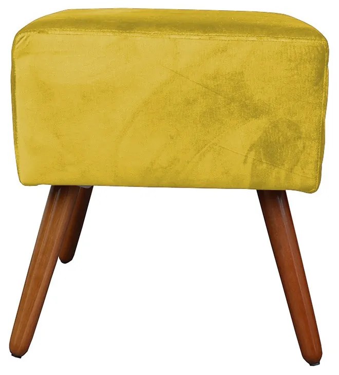 Puff Decorativo Quadrado Malu com Pés Palito Suede Amarelo