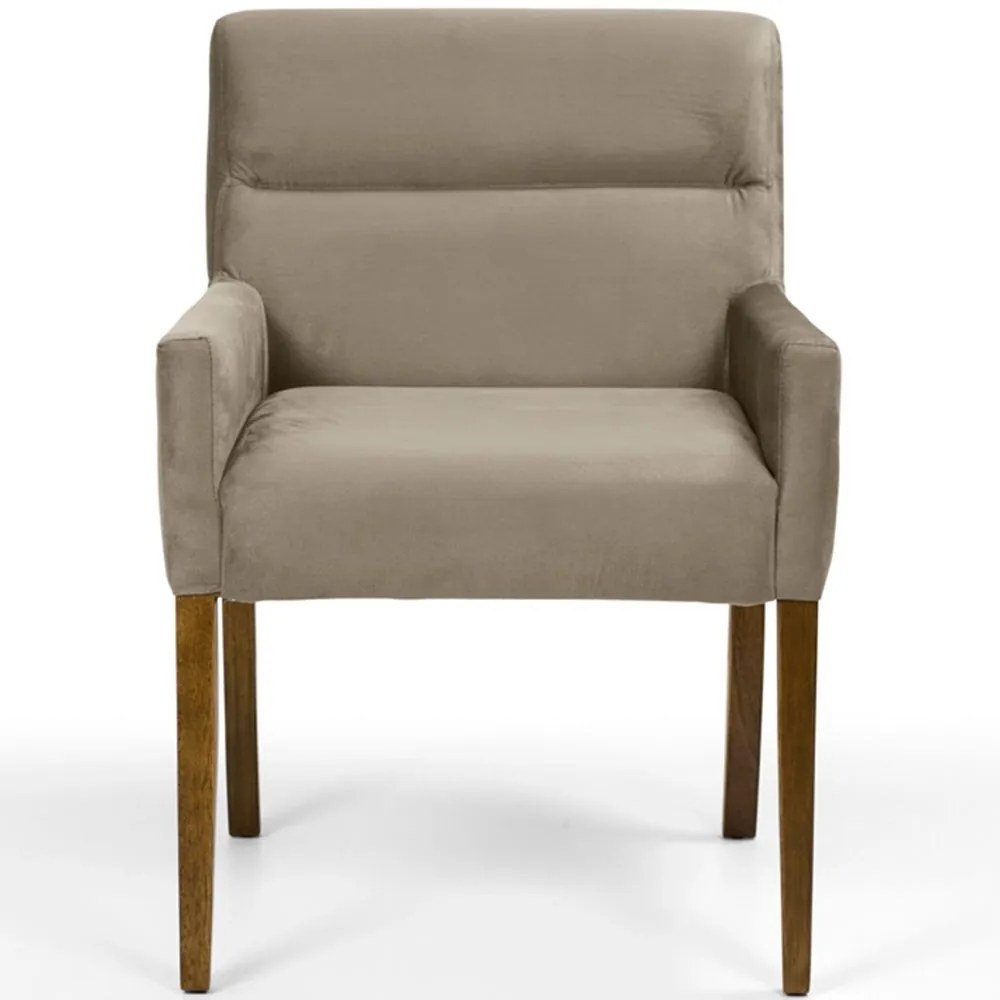 Poltrona Decorativa Sala de Estar Vicenza Veludo Importado Marrom G15 - Gran Belo