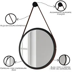 Kit 4 Espelhos Decorativos Redondos 54cm Com Alça Adnet Escandinavo H0