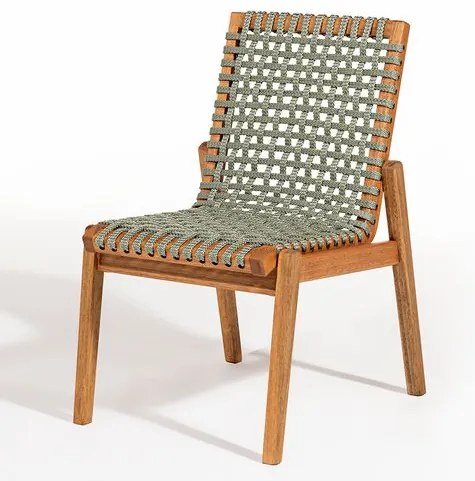 Cadeira Trama Corda Verde Oliva Estrutura Stain Jatobá 52cm - 78565 Sun House