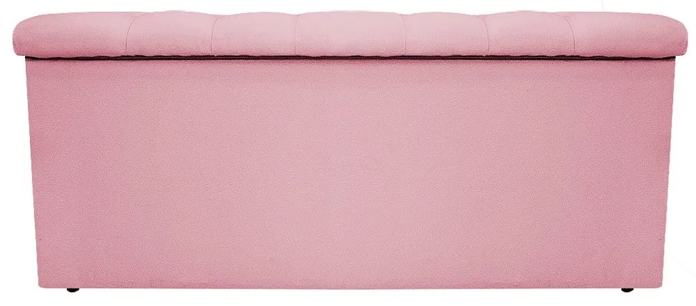 Recamier Baú Estofada Mel 90 cm Solteiro Com Capitonê  Suede Rosa Bebê - ADJ Decor