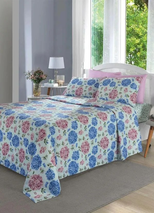Edredom 150 Fios Algodão Floral Queen 1 Peça