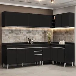 Armário de Cozinha Modulado de Canto 6 Peças CP32 Balcão com Tampo Pre