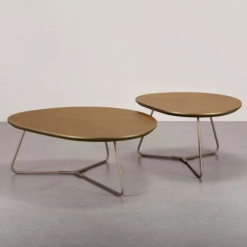 Conjunto Mesa Centro Infinity Recouro Caramelo e Gold - 78156 Sun House