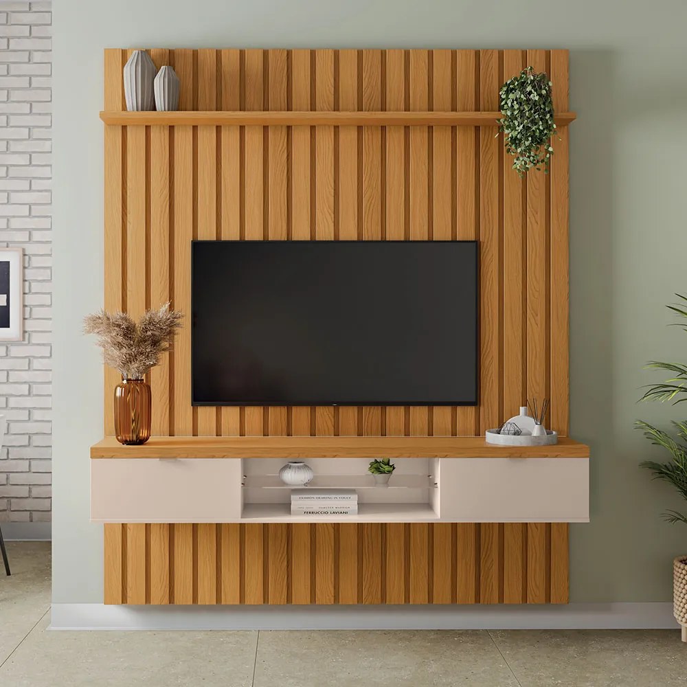 Painel Suspenso Ripado 1.8 Voi MDP/MDF Cinamomo Mel G26 - Gran Belo