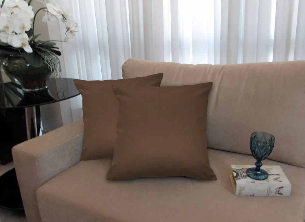 Kit 4 Almofadas Decorativas 40x40 Tecido Suede Marrom
