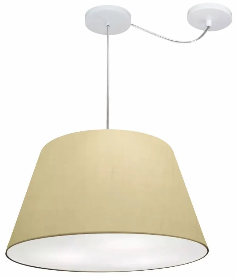 Lustre Pendente Cone Com Desvio Md-4278 Cúpula 30/35x50cm Algodão Crú - Bivolt