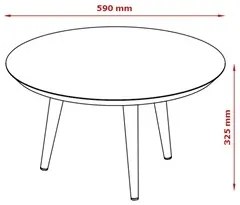 Mesa de Centro Redonda Pés Madeira Luna 590 Off White - Patrimar