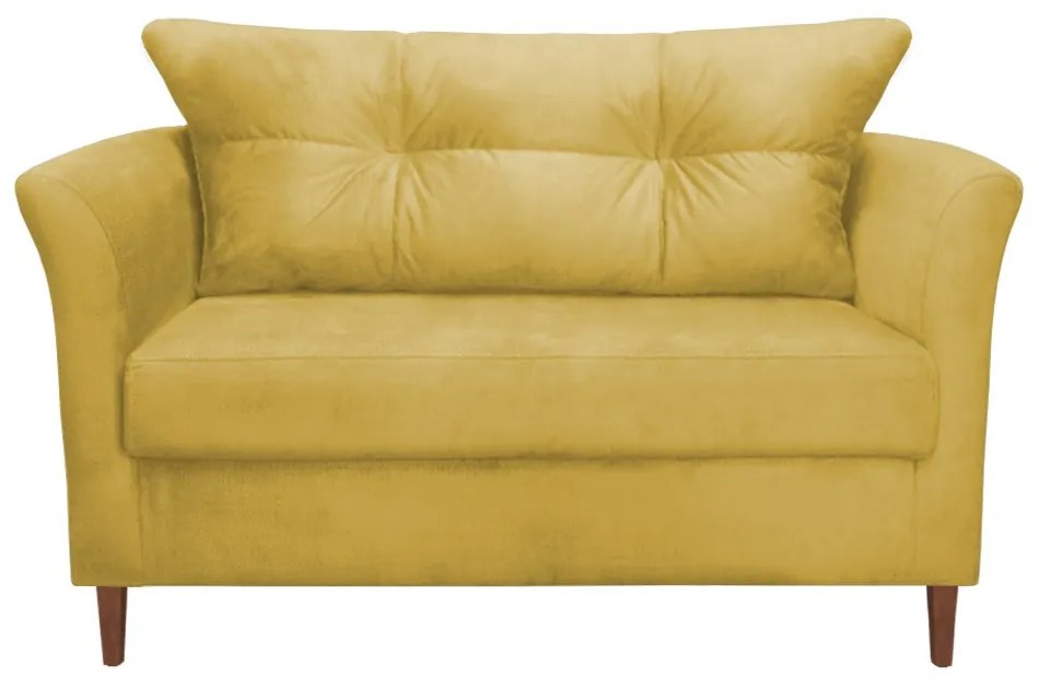 Namoradeira Ibis Decorativa 2 Lugares 1,35 m Recepção Quarto Sala Suede Amarelo