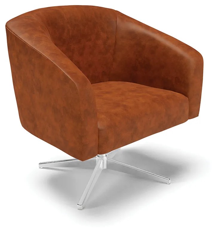 Poltrona Decorativa Giratória Cromada Kit 2 Stella Sintético PU D03 - D'Rossi - Nozes
