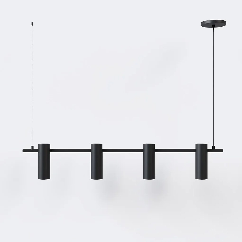 Pendente Tube Transpass Barra Linear Simetrico 5,7X16,7X95Cm Alumínio... (PRETO / CHAMPANHE)