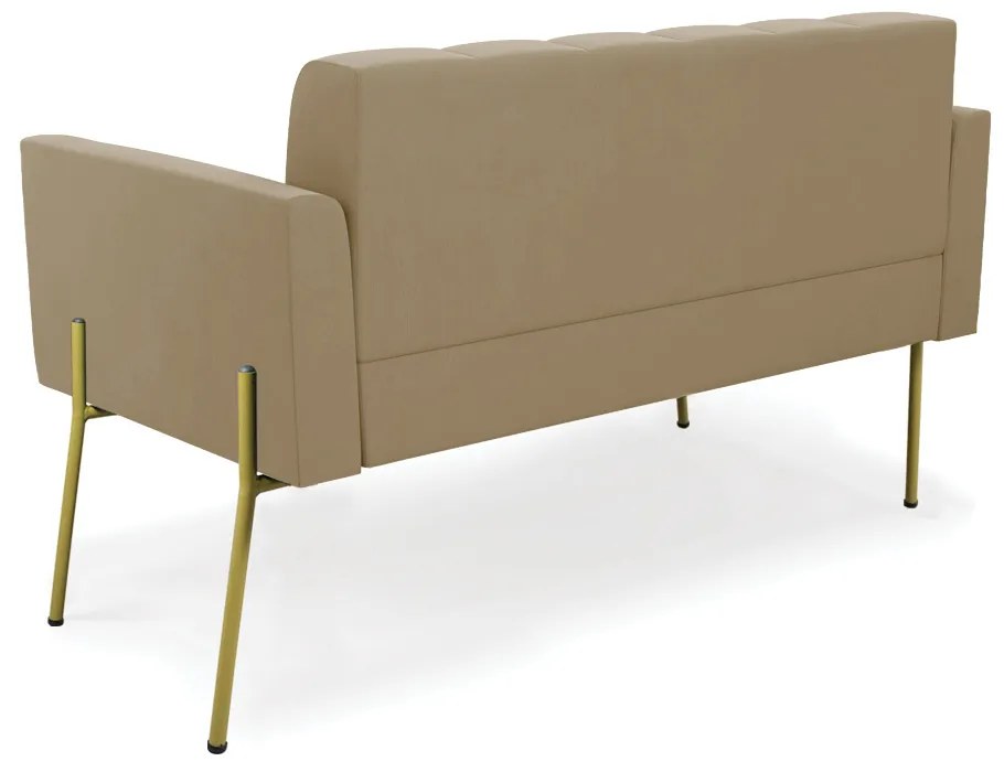 Sofá Namoradeira 2 Lugares Pé de Ferro Dourado Elisa Suede D03 - D'Rossi - Marrom Rato