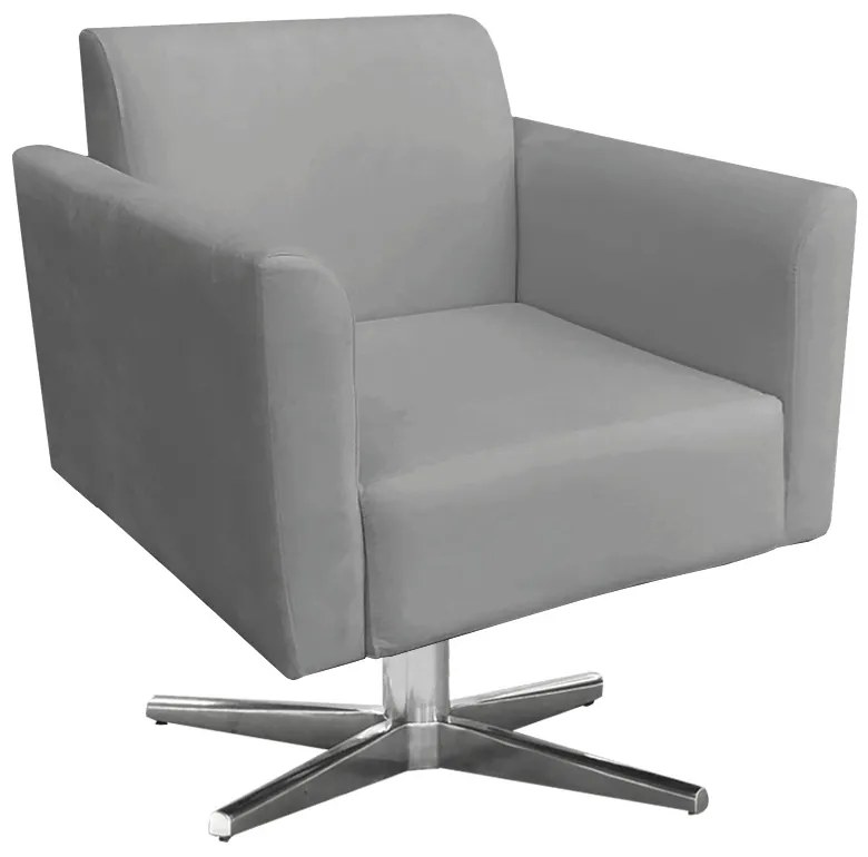 Kit 02 Poltronas Giratória Marisa Suede Base Cromada D03 - D'Rossi - Grafite