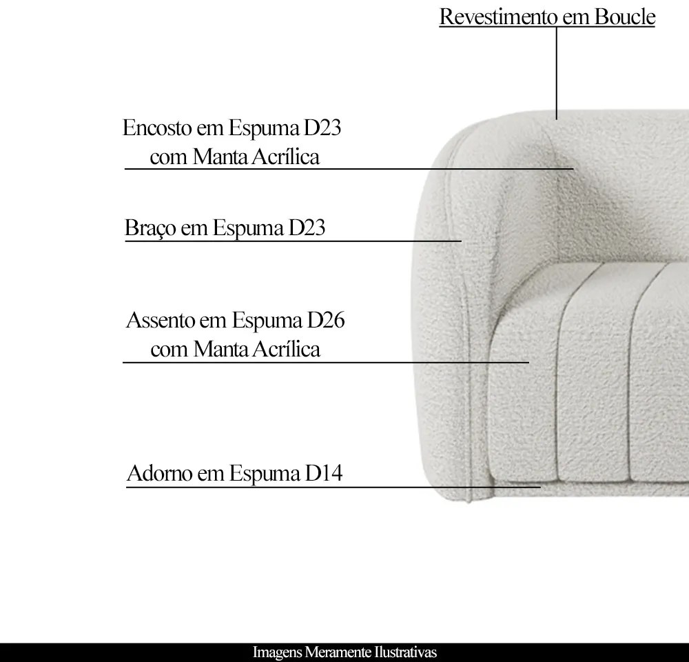 Kit 2 Poltronas Decorativas Sala de Estar Adam Boucle Branco G45 - Gran Belo