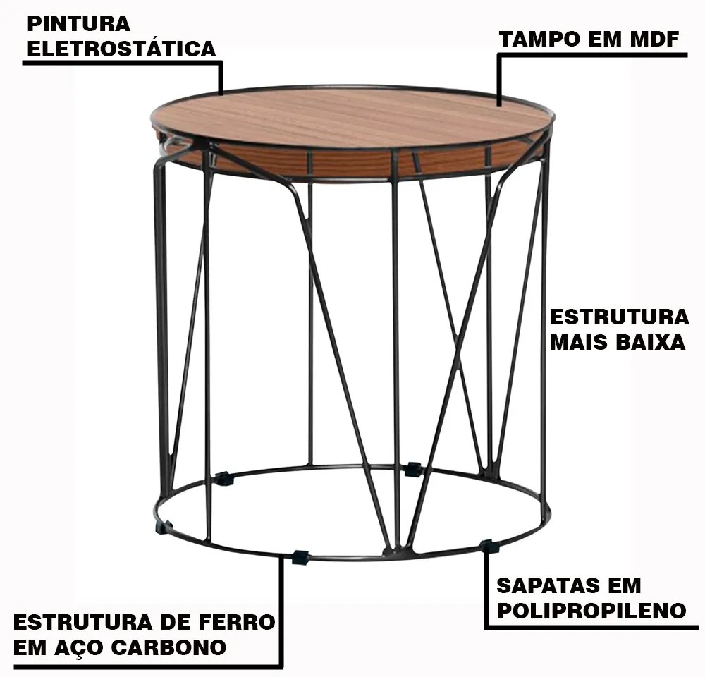 Mesa de Canto Decorativa Solimões Base Preta G41 - Gran Belo