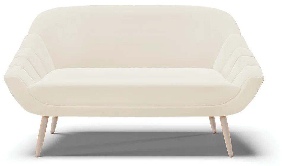Namoradeira 02 Lugares Giovana Veludo Bege Pés Palito Natural - Indo Decorar