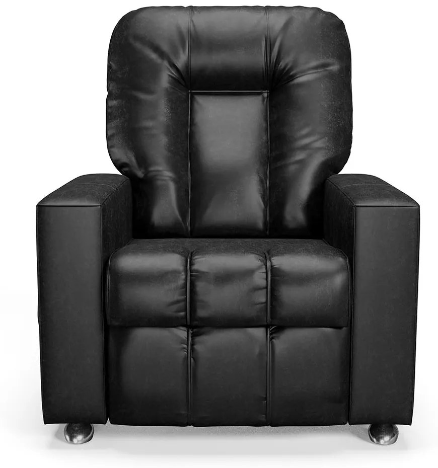 Poltrona do Papai Reclinável Sala de Cinema Pequim Manual PU Preto G23 - Gran Belo
