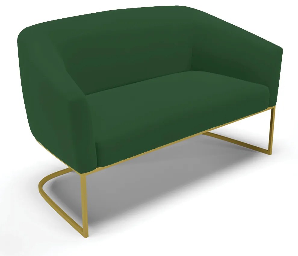Namoradeira e 2 Poltronas Industrial Dourado Stella Veludo D03 - D'Rossi - Verde