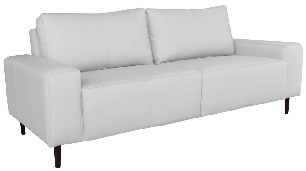Sofá 03 Lugares Sala de Estar Recepção 220cm Bipartido Brad Couro Branco G58 - Gran Belo