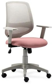 Cadeira de Escritório Giratória Bora Roal Cinza Encosto Tela Assento Rosa Chá