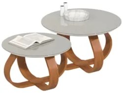 Mesa de Centro com Pés de Madeira Kit 2 Samba Off White E05 - Mpozenat