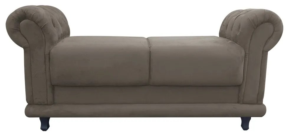 Recamier Barcelona Namoradeira Calçadeira Suede D'Rossi - Marrom Rato