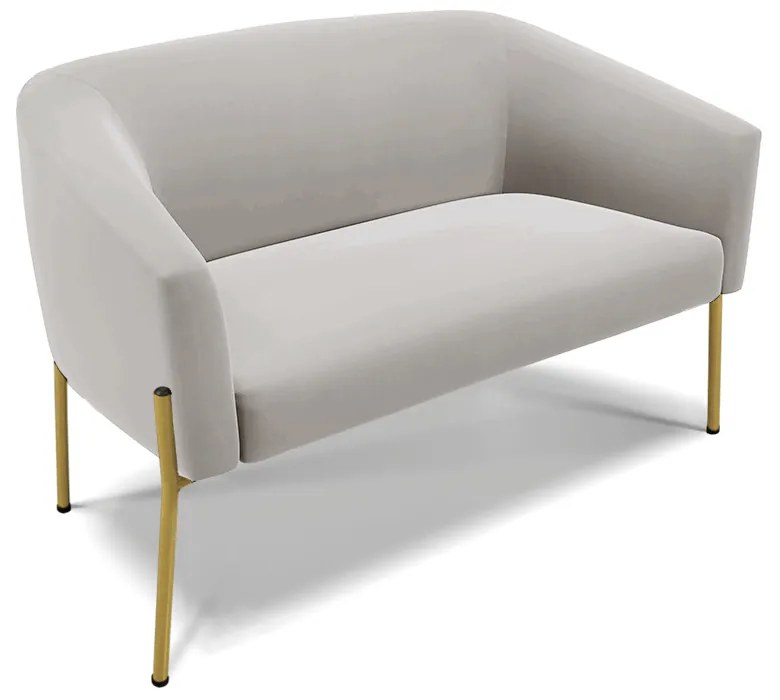 Namoradeira e 2 Poltronas Pé de Ferro Dourado Stella Veludo D03 - D'Rossi  - Cinza