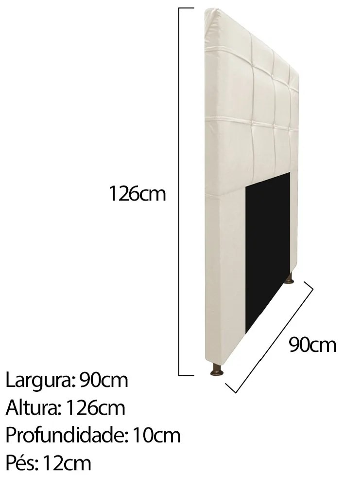 Kit Cabeceira e Calçadeira Baú Estofada Mel 90 cm Solteiro Com Capitonê Corano Bege - ADJ Decor