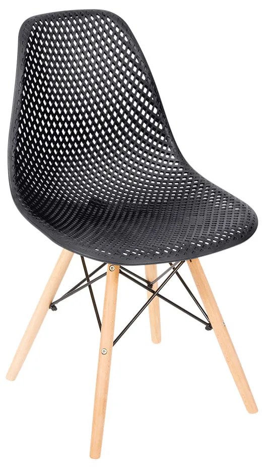 Cadeira Eames Colmeia Base em Madeira - Preto