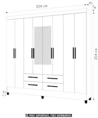 Guarda Roupa Casal 204cm Com Espelho Vitta Freijó/Off Z17    - Mpozena