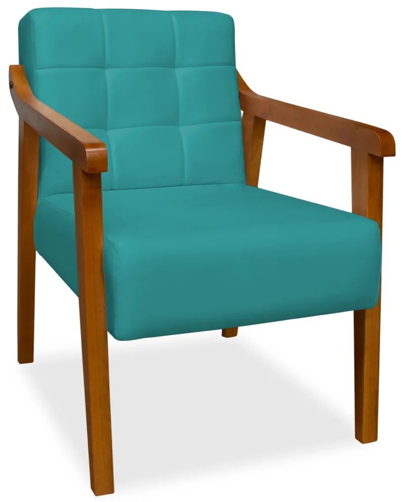 Poltrona Decorativa Vênus Veludo Azul Tiffany