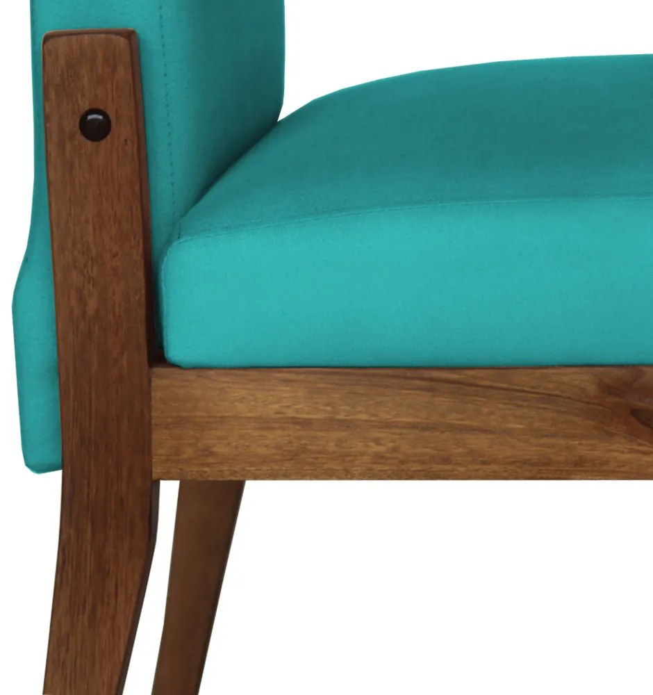 Conjunto 8 Cadeiras De Jantar Aurora Base Madeira Maciça Estofada Suede Azul Tiffany