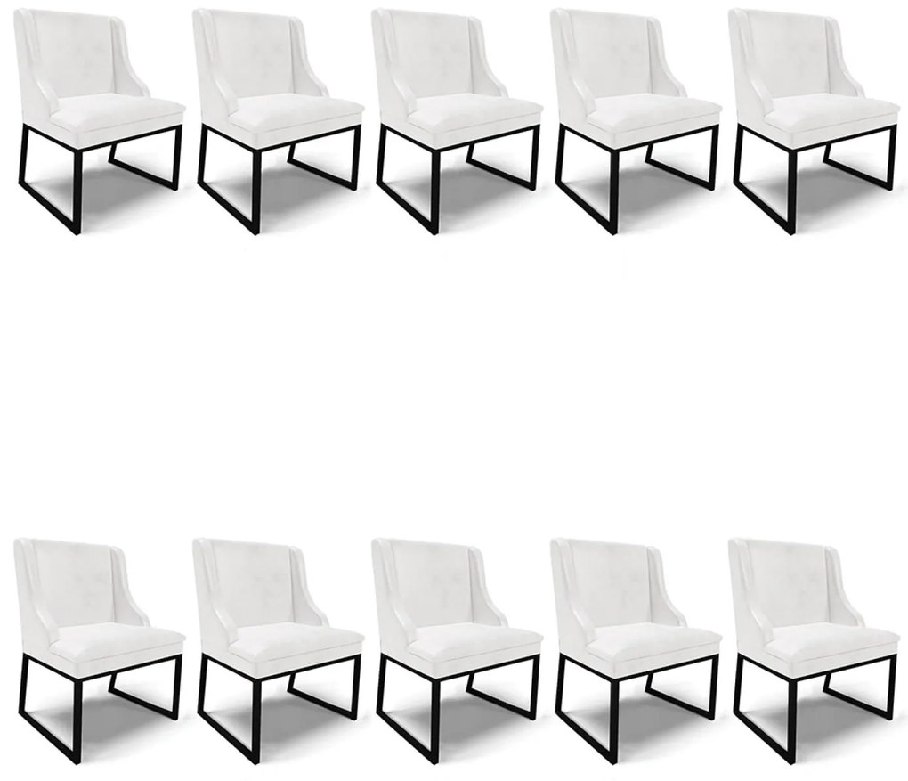 Cadeira Sala de Jantar Industrial Preto kit 10 Liz Sint PU D03 - D'Rossi - Branco