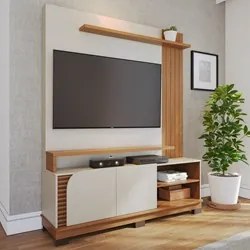 Estante Painel para TV 65 Pol Madrid C05 Off White Matte/Freijó - Mpoz