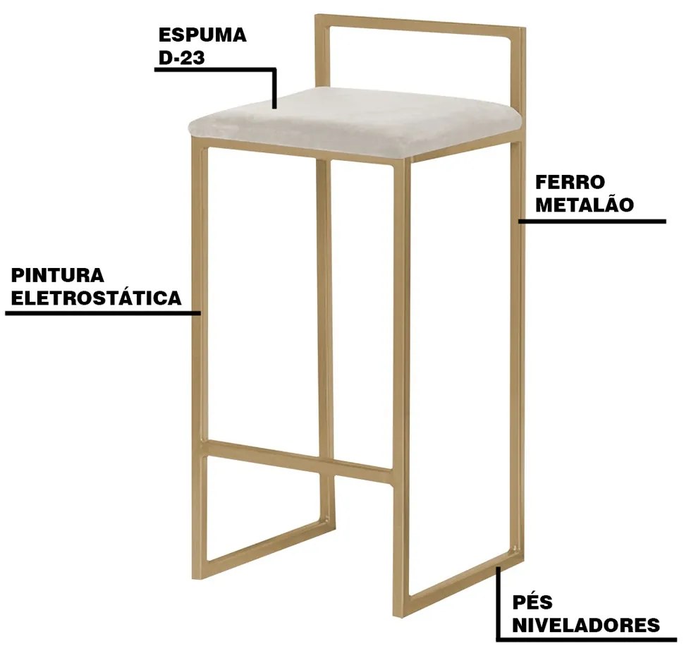 Kit 2 Banqueta Decorativa Selena Base Gold Suede Bege G41 - Gran Belo